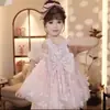 Vestido Princesa Puff com Lantejoulas Pesadas para Meninas 1622 Moda Nova Quente da Primavera e Outono Vestido Colete para Meninas Pequenas