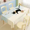 Toalha de mesa de desenho animado xadrez fresca, lavável, à prova d'água, à prova de óleo, resistente ao calor, tapete para mesa de jantar, luxo leve, toalha de mesa de alta qualidade