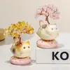 Árbol de la Fortuna de Cristal Creativo que se Mueve Gato Giratorio Decoración de Escritorio de Oficina Regalo de Cumpleaños Adorno de Escritorio Gatito