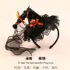 Tocado de Halloween Sombrero Mágico de Bruja Diadema Decoración de Maquillaje Diadema de Encaje Horquilla de Calabaza Accesorio para el Cabello de Fantasma