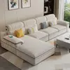 Sofá Nuevo de Tela Chenille de Algodón y Lino de Alta Gama Nórdica, Sofá Moderno Minimalista para Sala de Estar para Apartamentos Grandes y Pequeños, Sofá de Tela con Chaise Longue