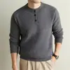 Suéter de tricô redondo retrô yingao para homens, outono e inverno, solto, casual, estilo relaxado, suéter pullover abotoado, moda transfronteiriça