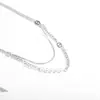 Collar de doble capa con perlas cosidas para mujer, estilo ins hip hop, acero de titanio, lujo ligero, sentido de diseño de nicho, cadena para la clavícula, moda de verano, Nuevo
