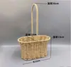 Cesta de Flores de Ratán Tejida a Mano con Diseño de Hierro Forjado, Cesta Pequeña Hecha a Mano para Flores Frescas y Plantas Verdes, Pieza Decorativa para Sala de Estar