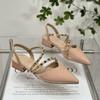 Sandalias de moda con puntera de remache para mujer, Nuevo Verano 2026 Estilo Francés Elegante Estilo Hada Zapatos Slingback de Tacón Grueso