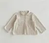 Linda Camisa de Manga Larga para Niños con Bolsillo Camisa a Cuadros para Niño Estilo Casual Japonés y Coreano Abrigo de Primavera Estilo Occidental para Niño Pequeño