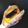 Suministro de ventilador Bolsa de cosméticos estilo europeo y americano Bolso de noche con incrustaciones de diamantes Clutch de diamantes coloridos para alfombra roja de banquete Bolso de mujer