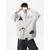 Cardigan Pesado Masculino Retrô Tendência Marca Bordado em Toalha Marca Tendência Casal Versátil Jaqueta Casual