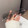 Óculos sem Aro para Mulheres, Lentes Quadradas Fotocromáticas de Grau, Proteção UV, Efeito Emagrecedor, Lentes Sem Grau para Homens