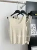 80% Poliéster Moderno Versátil Chaleco Corto de Punto Rayado Camisola para Mujer Capa Interior Verano Otoño 2025