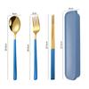 Set de Cubiertos Portátil Cuchara, Tenedor y Palillos de Acero Inoxidable Juego de Tres Piezas Cubiertos Japoneses de Aspecto Elegante Juego de Cuchara y Palillos para Estudiantes