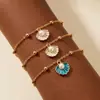 Pulsera de Concha de Estrella de Mar Colorida de Venta Caliente Transfronteriza Europea y Americana Moda Simple Conjunto de Tres Piezas de Perla de Imitación para Mujer