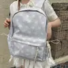 Mochila Estrelas de Bolinhas Cinza Nebulosa Baixa Saturação Mochila Estudante Diária Leve Grande Capacidade Bolsa Escolar