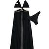 Traje de Baño Entero Triangular Negro de Talla Única, Color Sólido de Exportación, Corte Slim-Fit, en Stock, Set de Bikini Europeo y Americano, Estilo Deportivo Adelgazante