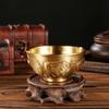 Cuenco de té de latón de 8 cm con relieve de doble dragón, mesa de restaurante, recluta de arroz, cuenco de suministro de agua Baifu para reunir riqueza para adornos de cornucopia