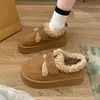 Botas de neve populares com sola grossa para mulheres, forradas com fleece e espessadas, novos sapatos de inverno quentes 2026, estilo Birkenstock, sapatos de algodão fofos