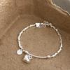 Pulsera de Plata de Ley 925 Corazón Roto de Plata Cuadrado de Moda para Mujer Regalo Ins Joyería de Moda