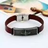 Pulsera de Acero Inoxidable Aleado y Cuero Estilo Retro Artístico, Pulsera de Cuero Genuino Unisex, Accesorio Popular de Venta Caliente Transfronteriza