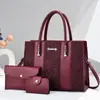 Set de 3 Piezas con Costuras de Color Contrastante Bolso de Mano de Regalo de Cumpleaños para Mujer, Bolso Tote de Gran Capacidad de Moda Nueva, Bolso Cruzado de Hombro