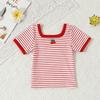 Camiseta de seda gelada, recém-chegada, verão, bebê, menina, manga curta, top, combinando, estilo estrangeiro, moda, cor de doce, camiseta da moda
