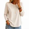 2026 Ropa para Mujer Transfronteriza de Amazon Camiseta Cómoda Versátil Cuello Redondo Casual Hombro Normal Manga Larga Ropa Exterior Capa Interior Top