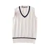 Novo Colegial Britânico JK Uniforme Gola V Masculino e Feminino Casual Colete Torcido Uniforme Escolar Estudante Colete Suéter Malha