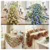 Enredadera de rosas artificiales transfronteriza, enredadera de flores artificiales de plástico, flor artificial de seda para decoración de bodas y del hogar, guirnalda de rosas artificiales