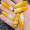 Ágata de seda amarilla Jade Le Zi cuentas sueltas calcedonia amarilla cuentas de pase de camino pulsera DIY collar accesorios de joyería cuentas