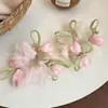 Design em Forma de Broto~Lindo Scrunchie de Rede Tulipa para Mulheres, Acessório de Cabelo Rosa Grande de Verão, Elástico de Cabelo