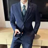 Soporte para Dropshipping para Traje de Hombre Delgado de Dos Botones para Douyin Traje de Vestir de Tres Piezas Casual de Negocios