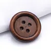 Botões de Madeira de Quatro Furos com Bordas Largas e Finas, Bordas Chanfradas e Linhas Pontilhadas, com Logo Personalizado Gravado a Laser, para Camisas e Cardigans, Botões Decorativos Costurados à Mão