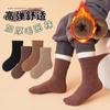 Meias Infantis Inverno Maillard Quentes Meias de Fio Felpudo Meias Lisas de Cano Médio Meias de Toalha para Chão Estudante Meias para Bebê Masculino e Feminino