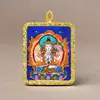 Pingente Thangka de Xizang Zakilam Quadrado Liga de Aço Titânio Dourado Vários Padrões de Minério Podem Escolher Direto da Fábrica