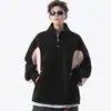 Sudadera Retro Japonesa con Media Cremallera para Hombre, Nueva Marca de Tendencia Otoño e Invierno, Chaqueta Pulóver de Punto de Empalme de Alta Gama