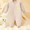 Macacão de Bebê Primavera, Outono e Inverno Bebê Algodão Puro Quente Três Camadas Acolchoado Manga Longa Macacão Roupas para Recém-Nascido