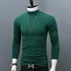 Camiseta interior de capa base engrosada transfronteriza para hombre, cuello medio alto, camiseta ajustada de otoño e invierno, color liso, cálida, talla grande, manga larga, ropa de otoño