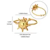 Novo Anel Europeu Americano Retrô Simples de Girassol Banhado a Ouro 18k Personalidade Estrela de Oito Pontas Inlaid Pedra Olho de Gato Anel de Dedo Transfronteiriço