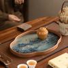 Vários Huan Glass Tea Tray Tray Retro Bamboo Tea Tray Kung Fu Tea Set Simple Tea Room Fruit Diment Tray Bandeja de armazenamento