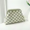 Bolso de Mano de Punto Rayado, Bolso de Mahjong, Versátil Portátil para el Día a Día, Tejido con Clip de Almacenamiento, Bolsa de Maquillaje, Gran Capacidad