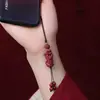 Cadena para Teléfono de Pez Dorado Pixiu de Mineral Crudo Cinnabrio, Llavero de Pareja del Año Zodiacal Colgante de Bolso Regalo Venta al por Mayor