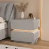 Mesa Lateral Color Crema, Mesita de Noche, Armario de Almacenamiento para Dormitorio de Lujo Ligero Estilo Italiano de Gama Alta, Mesita de Noche Minimalista, Mesita de Noche Pequeña
