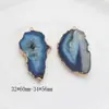 Piedra Natural piedra semipreciosa pieza azul geométrica con agujero colgante de diente de cristal borde de ágata bañado en oro conector accesorios DIY