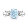 Transmisión en Vivo Más Vendido Anillo Huevo de Paloma Cortado Flor de Hielo de Piedra Preciosa de Color para Mujer Incrustado con Diamante de Alto Carbono Anillo de Mariposa Fabricante Dropshipping