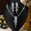 Brillante Collar de Diamantes Pendientes Novia Joyería de Boda Cadena de Garra de Moda Accesorios para Vestido de Banquete de Recién Casados Venta Directa de Fábrica
