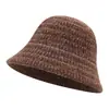 Sombrero Nuevo Estilo Otoño e Invierno para Mujer, Sombrero de Pescador Tejido Estilo Japonés, Sombrero de Cubeta Versátil con Temperamento para Adelgazar la Cara, Sombrero de Pescador Cálido y Transpirable