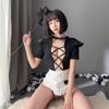 Diversão Noturna, Doce Empregada, Lingerie Sedutora Sexy, Roupa Íntima de Peça Única Apaixonada com Recortes para Role-Playing, Empregada Quente