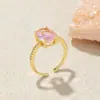 Anillo de Huevo de Ganso Grande de Zirconia Transfronterizo Europeo y Americano Chapado en Cobre Dorado Diamante Diseño de Moda Vintage Anillo Abierto de Gama Alta para Mujeres