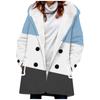 Nuevo abrigo de trench para mujer 2023 estilo europeo y americano venta caliente transfronteriza abrigo con capucha estampado de rayas arcoíris 3D engrosado de invierno