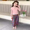 Traje de Manga Corta para Niña Verano 2026 Nuevo Estilo Ropa Casual Infantil Moda Ropa de Verano para Bebé Pantalones Anti-Mosquitos Conjunto de Dos Piezas