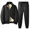 Abrigo de papá grueso con forro polar, chaqueta acolchada de algodón de invierno para hombre, chaqueta acolchada de algodón de lana de cordero, pantalones acolchados de algodón para traje de mediana edad y ancianos